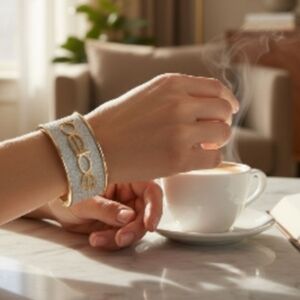 Bebe Wide Glitter Logo Cuff Bangle Bracelet With Gold-tone Finish New With Tags.